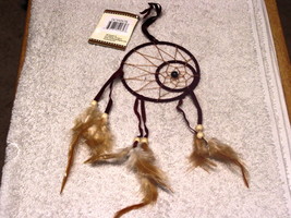 DREAMCATCHER WITH SMALL DREAMCATCHER INSIDE BURGUNDY COLOR INDIAN - £6.60 GBP