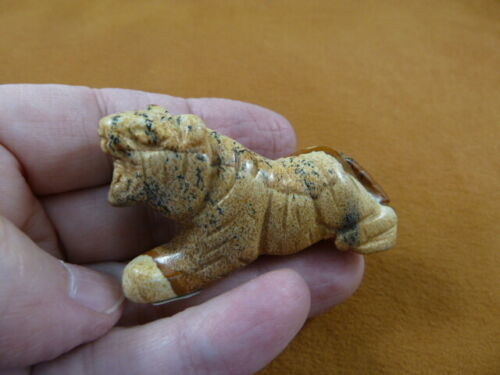 (Y-TIG-737) tan Jasper TIGER gemstone carving FIGURINE love CATS tigers ... - $17.53