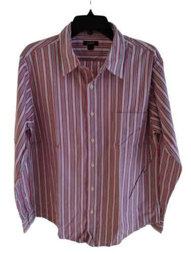 J. Crew Men&#39;s Pink Blue Stripes Long Sleeve w/ Pocket Button Up Shirt XL - $9.89