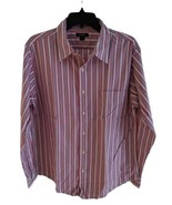 J. Crew Men&#39;s Pink Blue Stripes Long Sleeve w/ Pocket Button Up Shirt XL - £7.81 GBP