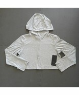 90 Degree By Reflex Womens Cropped Zip Hoodie Size S Small Gray Front Zi... - $25.31