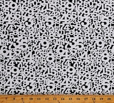Cotton Numbers Counting Math White on Black Fabric Print by the Yard D777.46 - £10.16 GBP