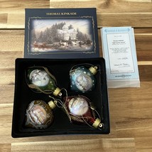 Thomas Kinkade Light Up The Season 4 Ornaments Luminary Glass Ornament Set - $25.64