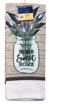 KITCHEN TOWELS Set of 2 Home Sweet Home Lavender Green Brown Beige Cotton image 2