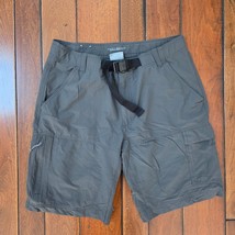 Columbia Cargo Shorts Mens Size 34x10 Gray Omni Shield Belted Stretch Nylon - $16.78