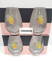 Rachel Zoe Jeweled Rhinestone Lemon Stemless Wine Glasses Home Decor Set of 2 - £51.27 GBP
