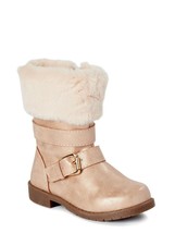 Girls Nicole Miller Boots Size 7 8 9 or 10 Faux Fur Faux Leather Dusty Rose - £15.12 GBP
