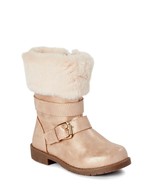 Girls Nicole Miller Boots Size 7 8 9 or 10 Faux Fur Faux Leather Dusty Rose - £15.17 GBP