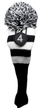 NEW #4 fairway wood Pom Pom Head Cover Clubs Knit Sock BLACK WHITE Golf ... - €15,56 EUR