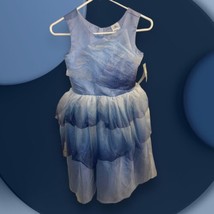 Disney Size 9/10 Layered Tulle Dress Ombre sparkly shimmer sleeveless Blue - £25.68 GBP