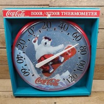 1998 Coca Cola Indoor / Outdoor Snow Boarding Polar Bear Thermometer - £27.12 GBP