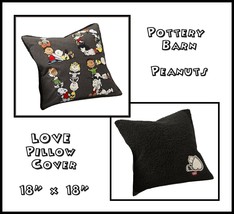 NEW RARE Pottery Barn Peanuts Love Happy Valentine&#39;s Pillow Cover 18&quot; x 18&quot; Squa - £39.61 GBP
