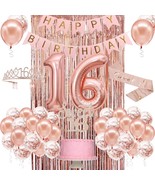 Sweet 16 Party Decorations for Girls Happy 16th Birthday Banner Cake Top... - $26.25 CAD