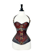 Red Brocade/Leather Corset Best Quality SteamPunk Brown - £79.63 GBP