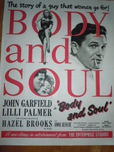 Body And Soul United Artiest John Garfield Movie Print Magazine Ad 1947  - £5.49 GBP