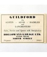 1954 Holloways Garage Guildford Car Dealership Advertisement Automobilia... - $19.99