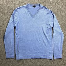 Mario Gilberti Sweater Men&#39;s Large Blue V-Neck 100% Merino Extra Fine Wool - $328.82 MXN