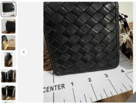 Handcrafted In India Leather Braided Front &amp; Back Wallet Vintage Look Black - $35.61