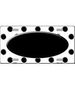 Black White Polka Dot Print With Black Center Oval Metal Novelty License Plate - $18.95
