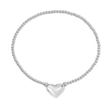 Charming &amp; Chic Romantic Heart Sterling Silver Beaded Bracelet - £13.91 GBP
