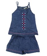 Lucky Brand Girls Blue Denim Short Romper One Piece Outfit Size 2T - £14.80 GBP