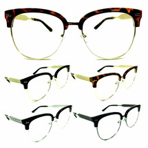 Horn Rimmed Square Round Clear Lens Sunglasses Classic Casual Retro Designer Vtg - £5.60 GBP