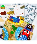 Kids Flannel Fabric Fat Quarter 3 Pack Owls Monkeys Construction 100% Co... - £7.02 GBP