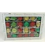 Celebrations 24 Round Christmas Ornaments Shiny Sparkle Glitter 2&quot; Round... - £7.62 GBP