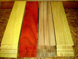 16 Pieces Kd Sanded Thin Zebra, Yellowheart, Padauk, Canarywood 12&quot; X 3&quot; X 1/8&quot; - £39.83 GBP