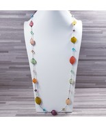 Confetti Colored Acrylic Stone 38&quot;- 41&quot;  Beaded Lariat Necklace - £12.06 GBP