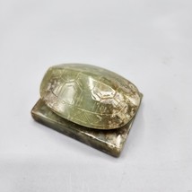 Hand Carved Stone Turtle Shell on Base Chinese Stamp Jade Sculpture 172.5g - $145.12