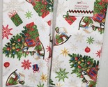 Set of 2 Microfiber Towels, 15&quot;x25&quot;, CHRISTMAS TREES, GIFTS &amp; SNOWFLAKES... - $10.88