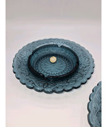 Tiara Glass Bicentennial Teal Blue Ashtray Set of 2 - $87.72