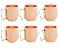 Pure Copper Plain Moscow  Beer Mug Cup Barware Best for Parties 500ml 6 Pcs - £44.69 GBP