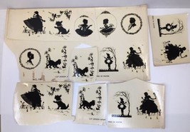 Vintage Decal Lot Victorian Silhouettes Ladies, Men, Dogs, Dresses Black... - £11.26 GBP