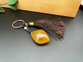 Gold Rutilated Quartz Crystal Car Charm bag Pendant Gemstone  E022704 - £29.86 GBP