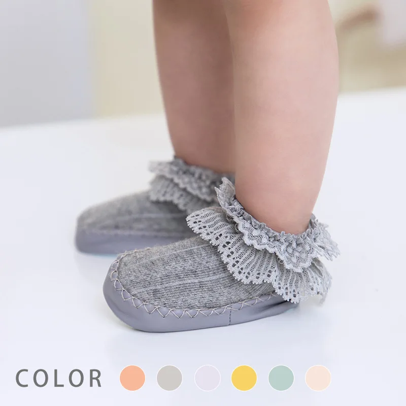 Slip leather sock shoes child boots newborn infant toddler girl spring cotton lace crib thumb200