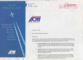 AOM French Airline Horaires Timetable October 1998 and Letter &amp; Envelope - £14.41 GBP