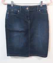 Talbots WM Petite 2 (2P) Denim Pencil Skirt Medium Wash Light Distressing - £11.20 GBP