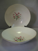 Round Vegetable Bowls Qty 2 Spring Song Pattern Pink Flower Green Leaves Bouquet - £12.51 GBP