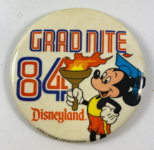 Vintage 1984 DISNEYLAND Grad Nite Pinback Button Olympics Walt Disney 3.5&quot; - £15.15 GBP