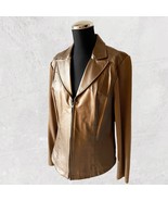 Nygard Collection Gold Leather/Knit Blazer Zip Front Collar Studs-Women&#39;... - $699.36 MXN