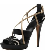 GUCCI Betty HIGH HEEL Platform SANDAL Italy ZEBRA Print ANKLE Strap ( 40 ) - £488.12 GBP