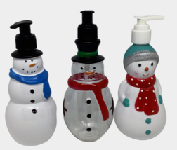 Snowman Snow Lady Soap Dispensers Plastic Lot 3 Empty Refillable Winter Bath   - £15.79 GBP