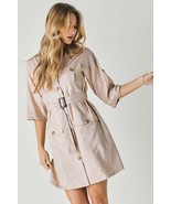 Women&#39;s Drop Shoulder With Waist Tie Belted Dress - $797.05 MXN