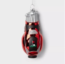 NWT WONDERSHOP 2024 Red Glass GOLF BAG with CLUBS Christmas Tree Ornament - $13.00