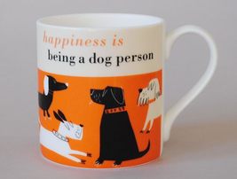 Happiness is Being a Dog Person Contemporary Bone China Mug - Stoke on T... - $21.79