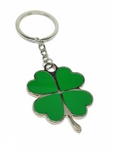Large Shamrock Keyring Lucky Enamel Four Leaf Clover Luck Of The Irish - £4.89 GBP