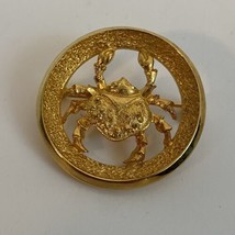 PARK LANE Vintage Zodiac Sign Cancer Crab Gold Tone Brooch Pin Signed Jewelry - £15.63 GBP