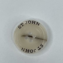 St. John Sport Cream Round Replacement Button Spell Out Logo 1&quot; Diameter Plastic - £7.07 GBP